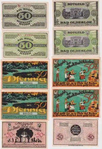 5 Banknoten Notgeld der Stadt Bad Oldesloe um 1921 (168903)
