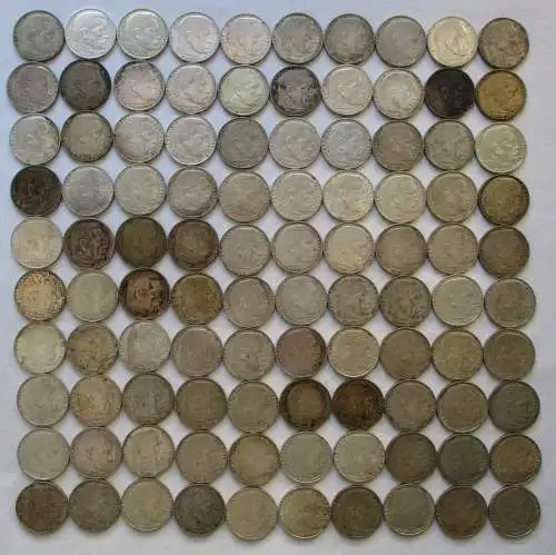 100 Stück 2 Reichsmark Silber Münzen Hindenburg