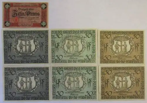 7 Banknoten Notgeld Gemeinde Triptis 1918 / 1921 (101035)
