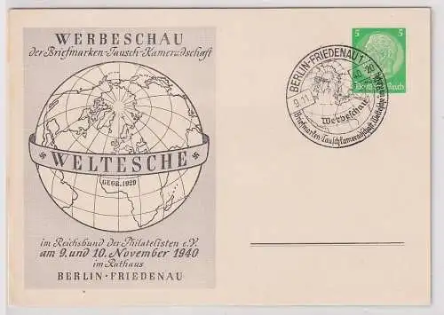 00944 Ganzsache Postkarte Werbeschau Briefmarken-Tausch-Kameradschaft Berlin1940