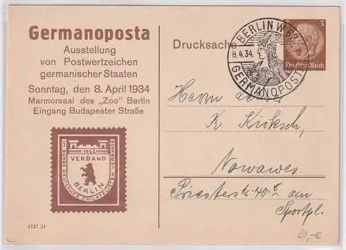 53762 Ganzsachen Ak Germanposta Berlin Philatelisten Verband 1934