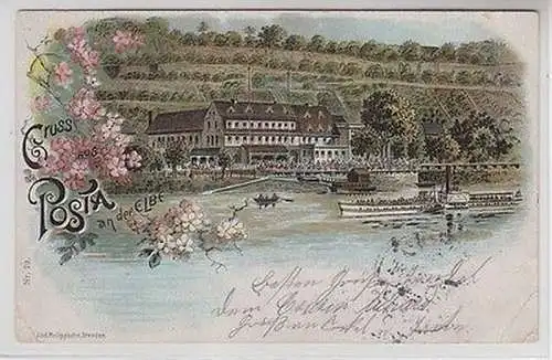 64614 Ak Lithographie Gruss aus Posta an der Elbe 1899