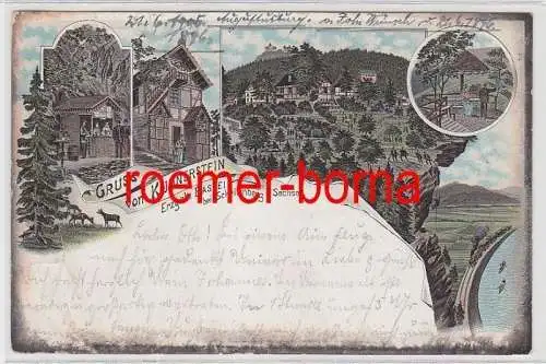 74547 Ak Lithografie Gruss vom Kunnerstein Erzgeb. Bastei b. Schellenberg 1896