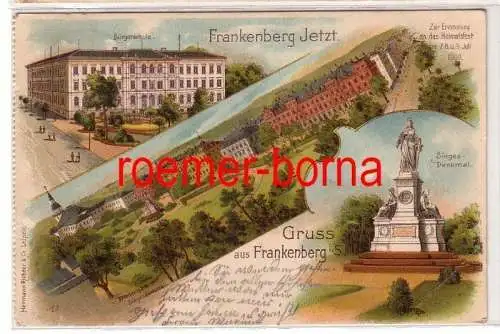81225 Ak Lithographie Gruss aus Frankenberg in Sachsen jetzt 1900