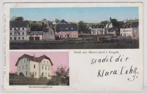 56159 Mehrbild Ak Gruß aus Meinersdorf im Erzgebirge Haushaltungsschule 1910