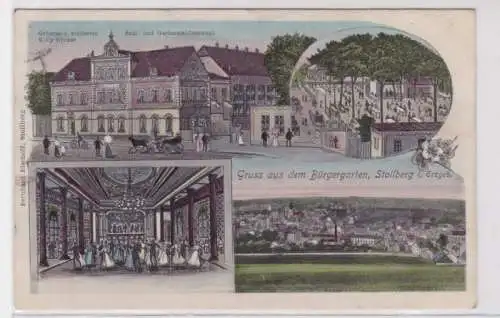 93985 Mehrbild Ak Gruß aus dem Bürgergarten Stollberg im Erzgebirge 1908