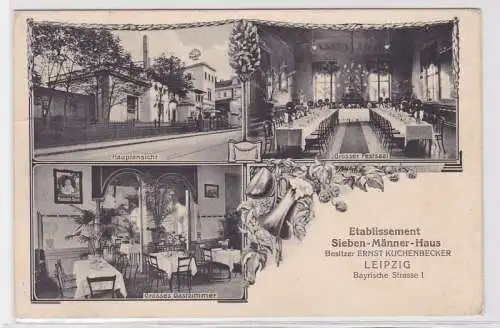 86491 Mehrbild Ak Leipzig Etablissement Sieben Männer Haus Bayrische Strasse 1