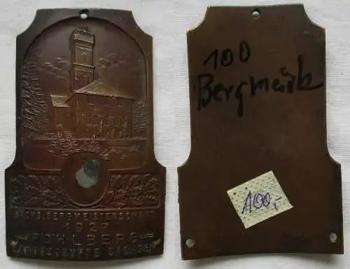Bronze Plakette sächsische Bergmeisterschaft Pöhlberg L.G. Sachsen 1927 (146233)