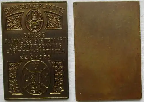 DMV Bronzeplakette Leipzig Zuverlässigkeitsfahrt für Motorradfahrer 1926(144286)