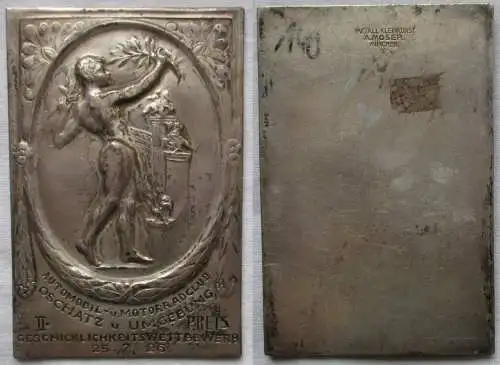 versilberte Plakette Automobil- & Motorradclub Oschatz & Umg. 25.7.1926 (166032)