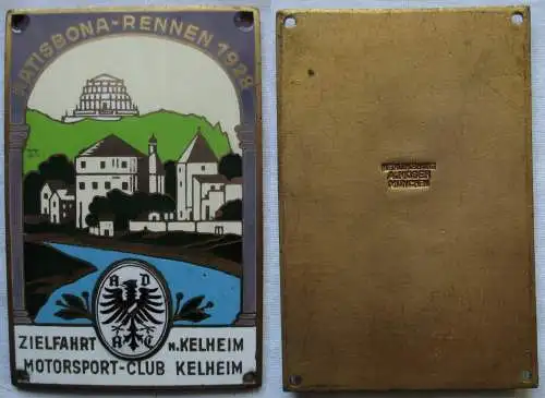Plakette ADAC Ratisbona Rennen 1928 Zielfahrt nach Kelheim (167565)