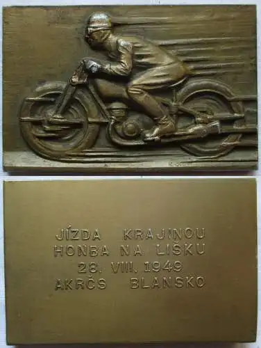 seltene Plakette Motorrad Fuchsjagd 28.8.1949 Akrcs Blansko CSSR (144712)