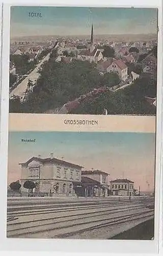 61266 Ak Grossbothen Totale und Bahnhof 1921