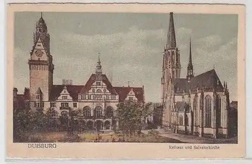 60298 Ak Duisburg Rathaus und Salvatorkirche 1923