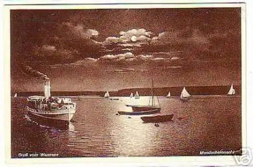 03240 Ak Gruss vom Wannsee Mondscheinnacht 1934