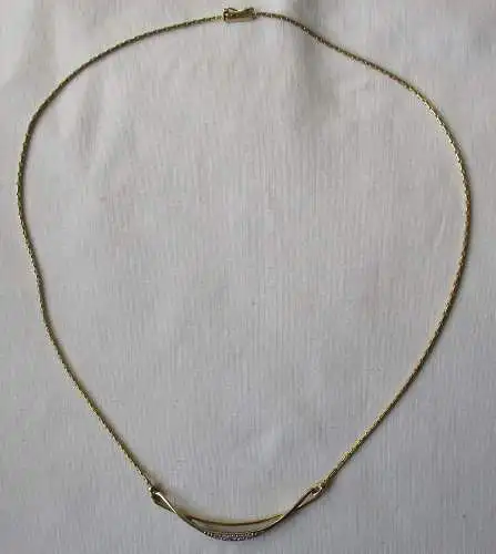 hochwertige Damenhalskette 333er Gold mit 5 Diamanten besetzt (161299)