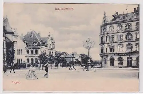 63161 Ak Torgau Nordringstrasse mit Restazrant um 1900