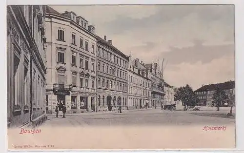 57265 Ak Bautzen Holzmarkt mit Kolonialwarenladen um 1900