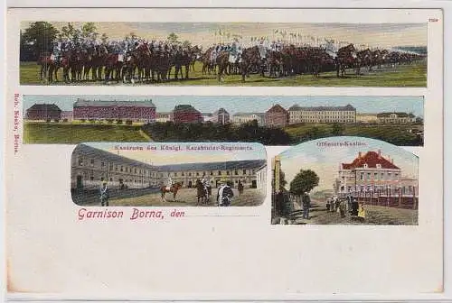 908443 Mehrbild Ak Borna Kaserne des Karabinier Regiment um 1910