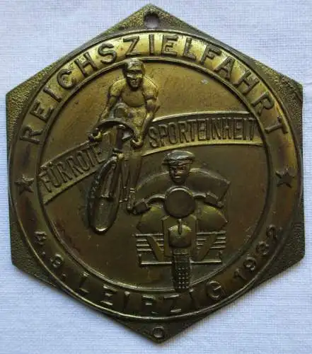 Bronze Plakette Reichszielfahrt Leipzig 4.9.1932 für rote Sporteinheit (145758)