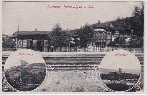 900965 Mehrbild Ak Bahnhof Heldrungen in Thüringen um 1920