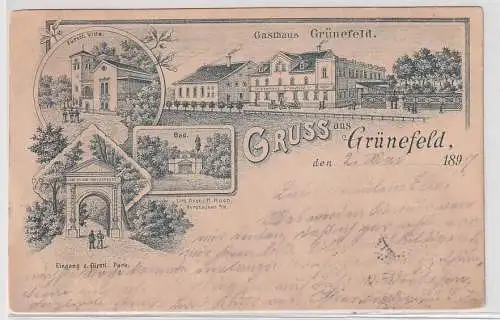 56288 Vorläufer Ak Gruß aus Grünefeld (Reuss) Gasthaus usw. 1897
