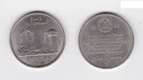 DDR Gedenk Münze 5 Mark Ruine Frauenkirche Dresden 1985 Stgl. (156975)