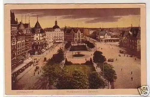 02170 Ak Düsseldorf Wilhelmplatz mit Bahnhof 1922