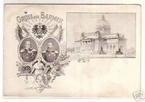 06874 Ak Gruss aus Barmen Ruhmeshalle um 1910