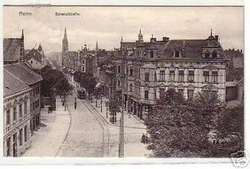 09946 Ak herne Bahnhofstraße mit Straßenbahn 1908