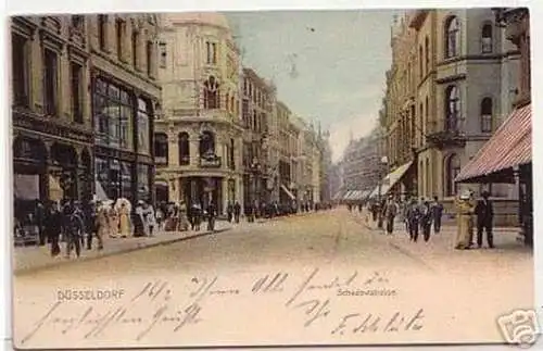 16569 Ak Düsseldorf Schadowstrasse mit Geschäften 1902