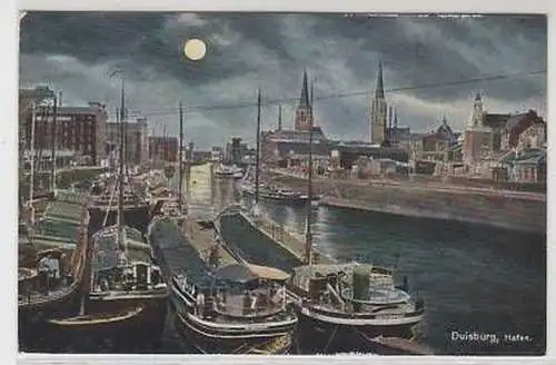 17130 Ak Duisburg Hafen bei Nacht 1926