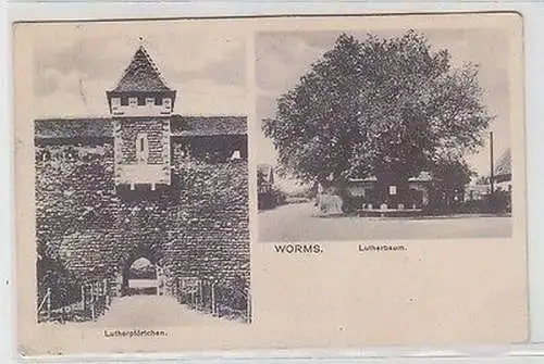 19227 Mehrbild Feldpost Ak Worms Lutherbaum und Lutherpförtchen 1917