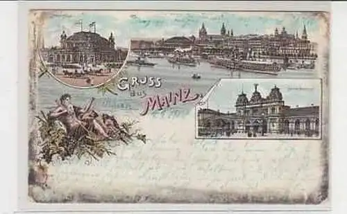 26914 Ak Lithographie Gruss aus Mainz 1900