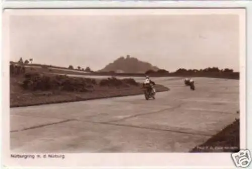 30879 Ak Nürburgring m.d. Nürburg mit 3 Motorrädern 1938