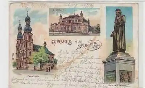 38054 Ak Lithographie Gruss aus Mainz 1900