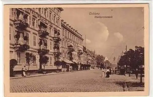 50382 Ak Coblenz Rheinpromenade Hotel Bellevue um 1930