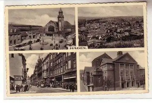 59593 Mehrbild Ak Hagen Bahnhof, Total, Elberfelderstraße, Stadttheater 1936