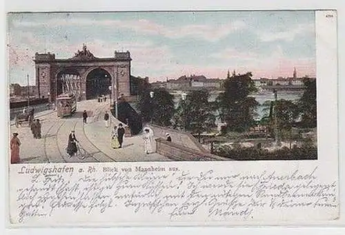 63451 Ak Ludwigshafen a. Rh. Blick von Mannheim aus 1906