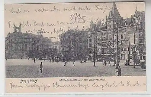 63582 Ak Düsseldorf Wilhelmsplatz vor dem Hauptbahnhof 1904