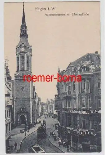 72943 Ak Hagen in Westfalen Frankfurterstrasse mit Johanniskirche 1920