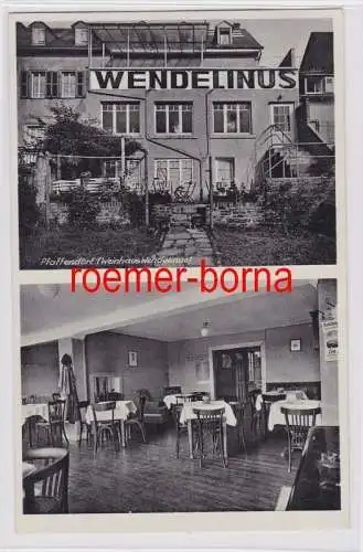 81940 Ak Pfaffendorf Rh. (Koblenz) Pension Weinhaus und Café Wendelinus um 1950