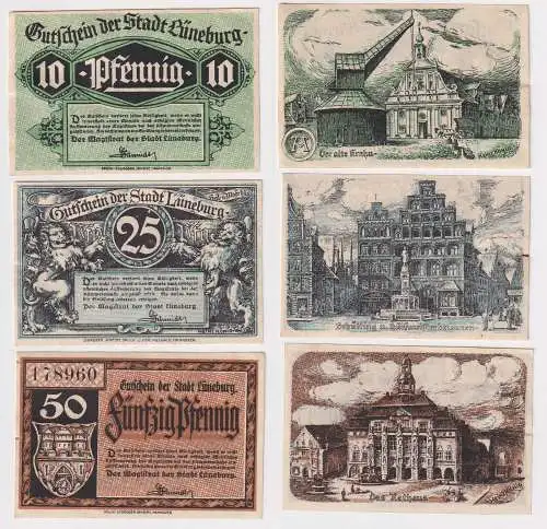10, 25 und 50 Pfennig Banknoten Notgeld Stadt Lüneburg (1917) (167600)