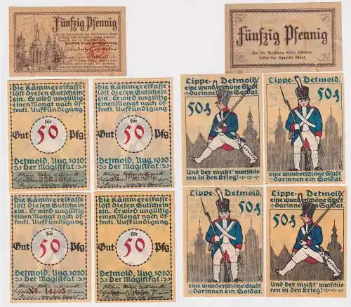 5 Banknoten Notgeld Stadt Detmold 1920 (168723)