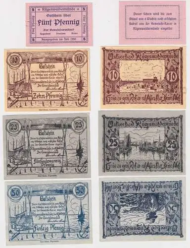 4x Banknoten Notgeld Gemeinde Rügenwaldermünde 1920/1921 (168999)