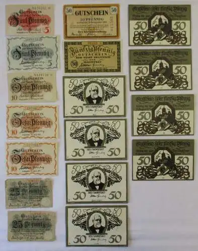 16 Banknoten Notgeld der Stadt Delitzsch 1917-1921 (101014)