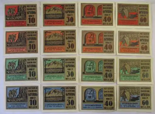 16 Banknoten 10 bis 60 Heller Notgeld Stadtgemeinde Grödig (109331)