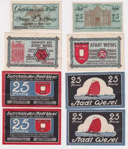 4 x Banknoten Notgeld Stadt Wesel 1920/1921 (168876)