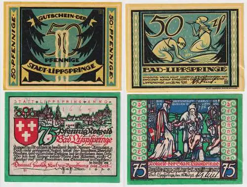 2 Banknoten Notgeld der Stadt Bad Lippspringe 1921 (168948)