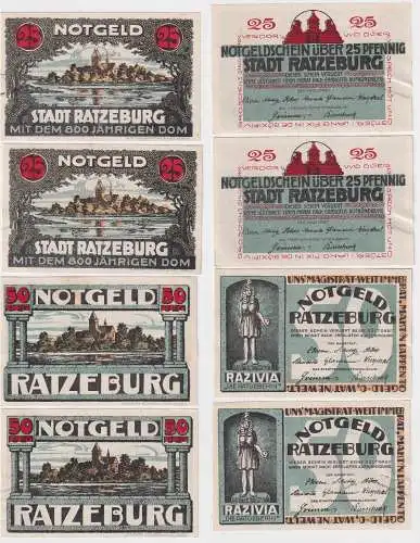 2 x 25 & 50 Pfennig Banknoten Notgeld Stadt Ratzeburg (168988)